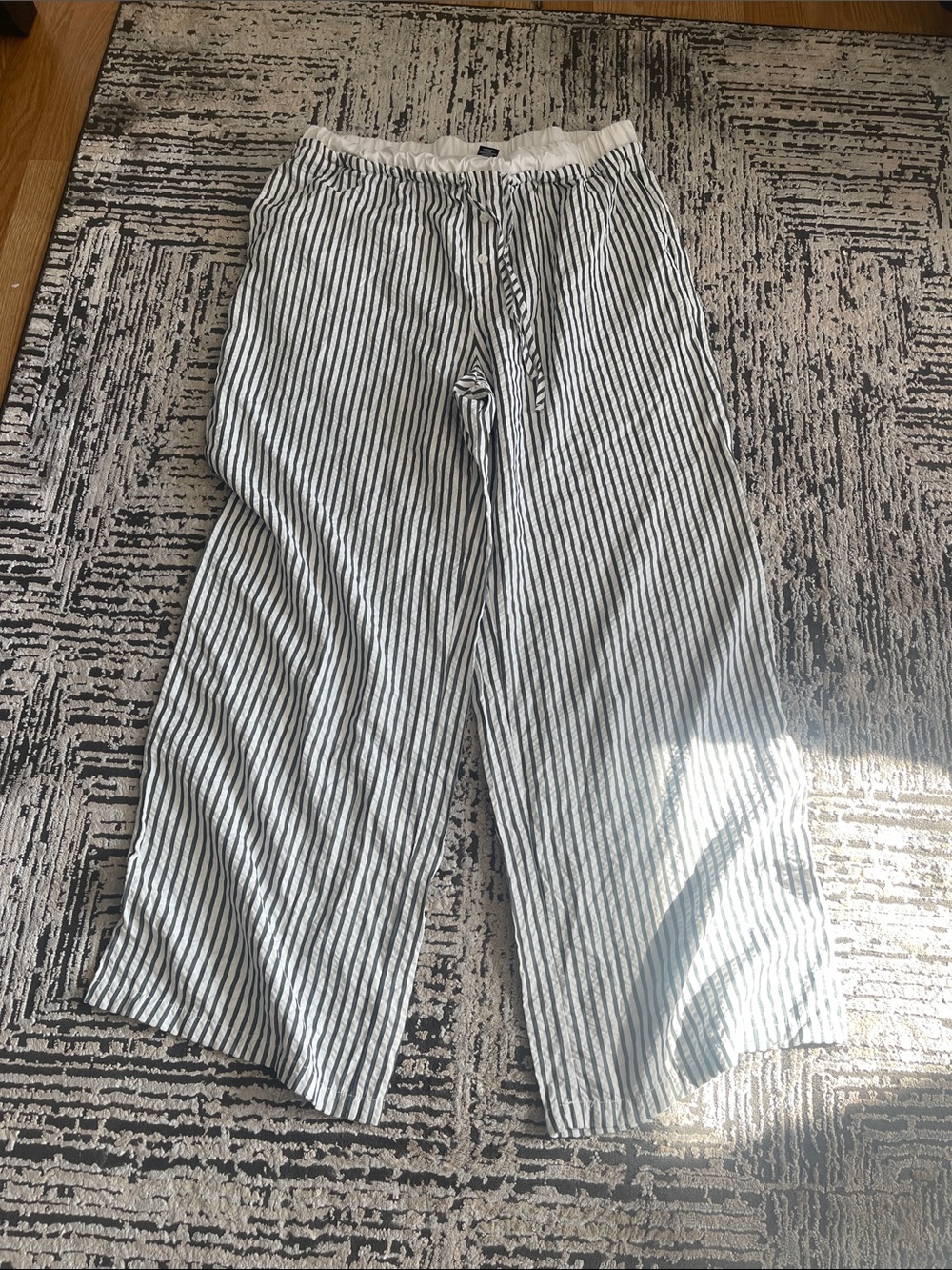 Sincerely Jules White and Black Striped Wide-Leg Pants